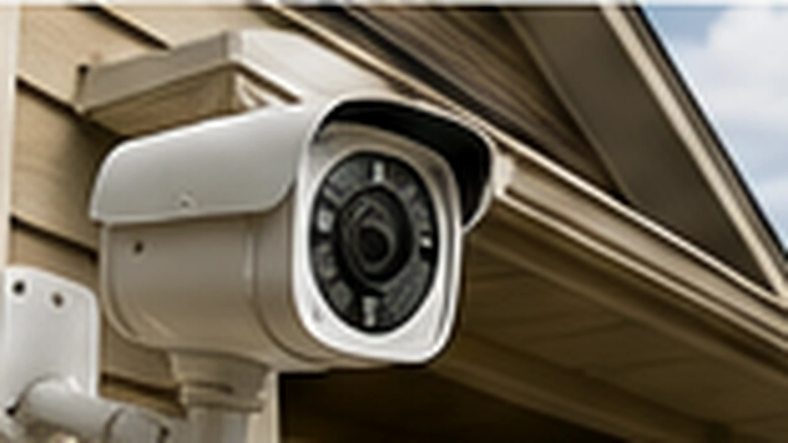 Exterior security cameras mounted on a building